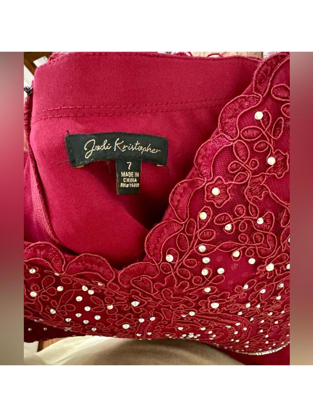 NWT Jodi Kristopher Red Embellished Prom Dress 7 - Picture 7 of 8